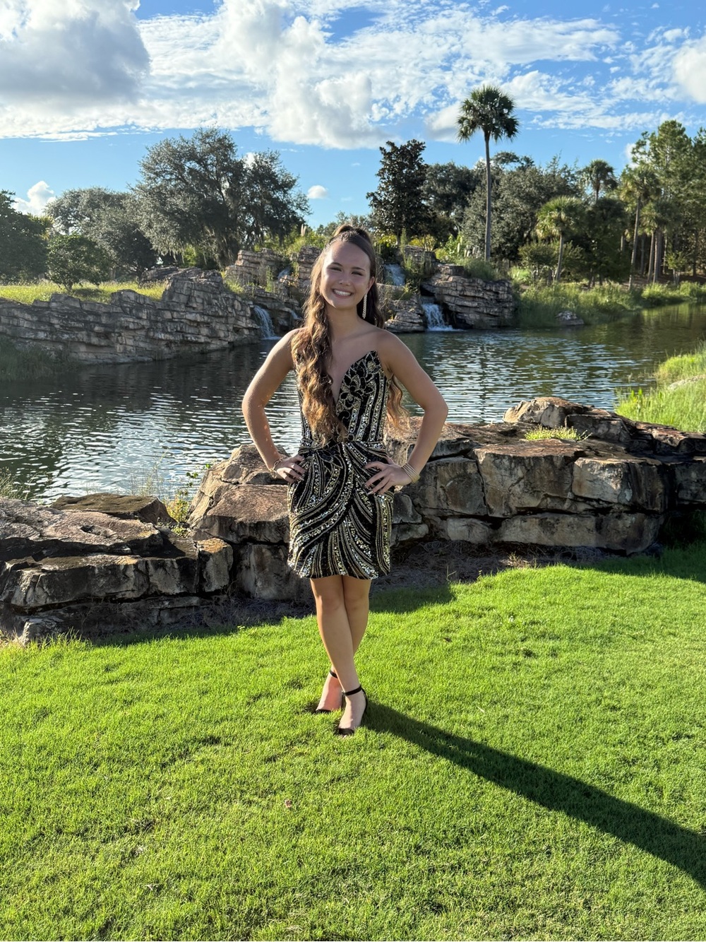 Ashleylauren Black and Gold Sequin Mini Dress - Picture 6 of 7